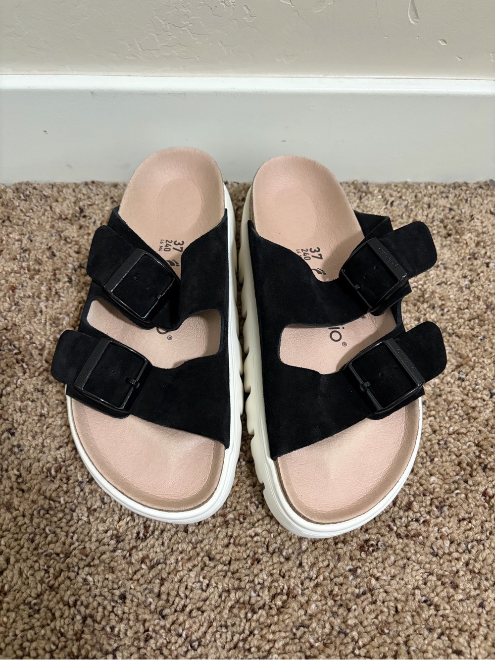 Papillio by Birkenstock Arizona Platform Sandals Size 37 EU/6-6.5 US, Black